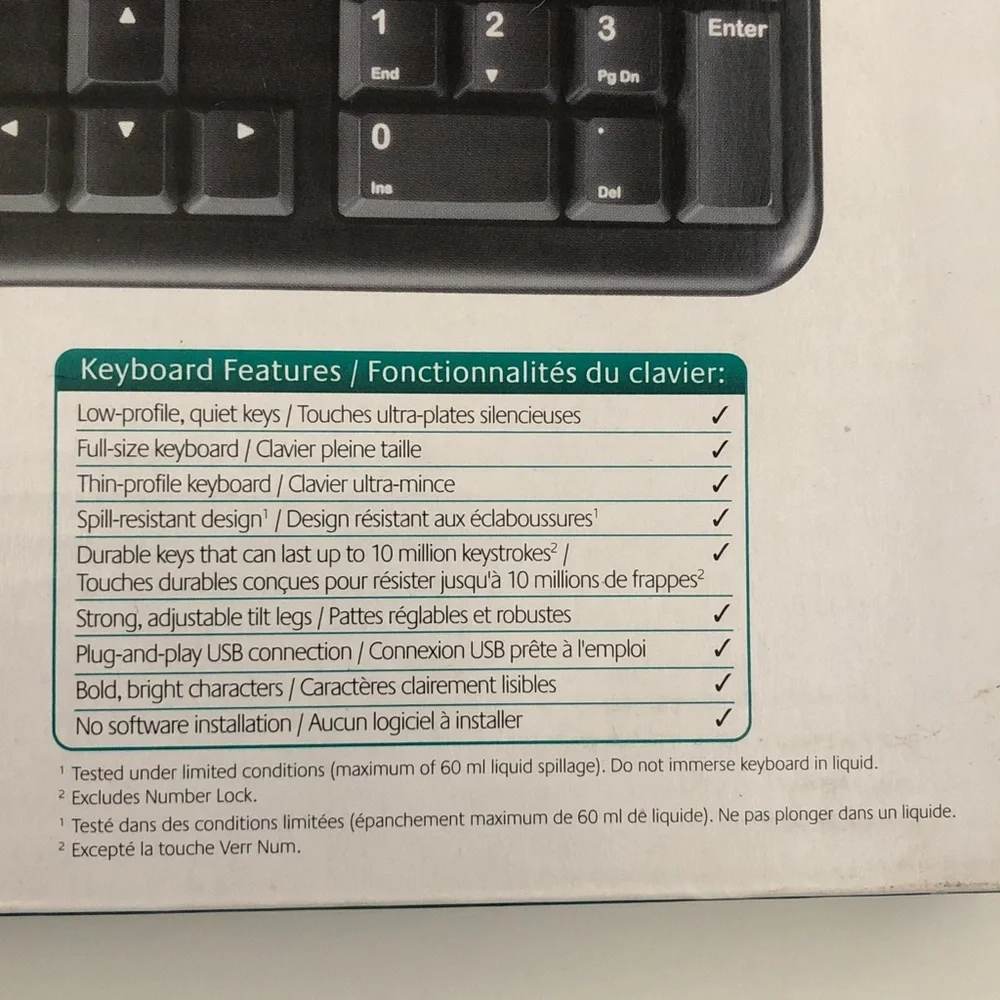 Logitech Black Full-Size Wired Keyboard K120 spill resistant new in box
